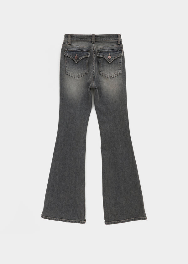 Cellom Back Pocket Slim Washed Bootcut Denim Pants