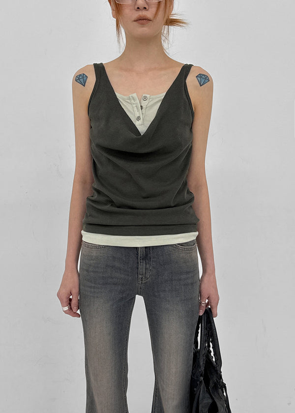 Serio Button Layered Sleeveless