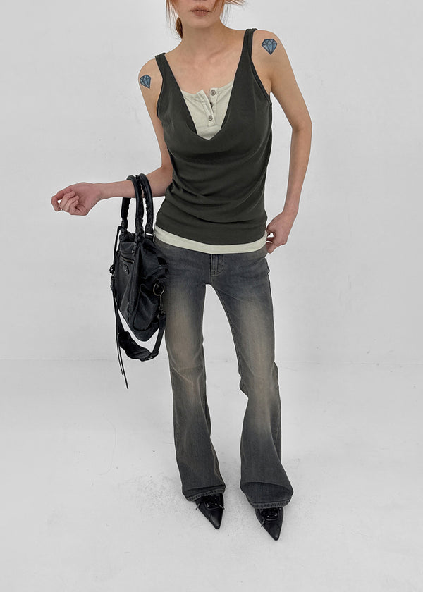 Serio Button Layered Sleeveless