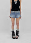 Kellack Two-button Washed Short Denim Pants
