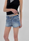 Kellack Two-button Washed Short Denim Pants