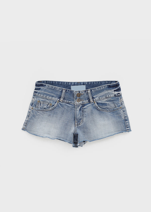 Kellack Two-button Washed Short Denim Pants