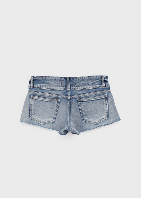 Kellack Two-button Washed Short Denim Pants