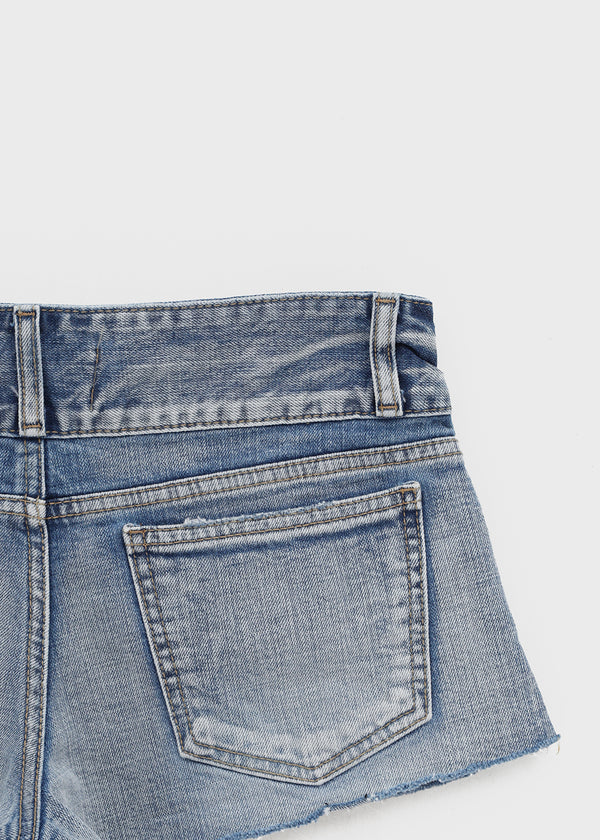 Kellack Two-button Washed Short Denim Pants