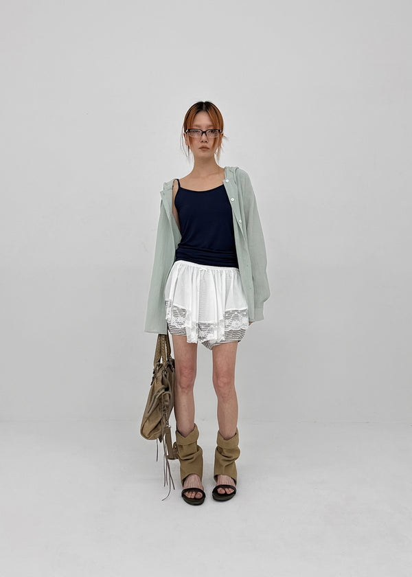 Kenocton Banding Frill Pumpkin Mini Skirt Pants