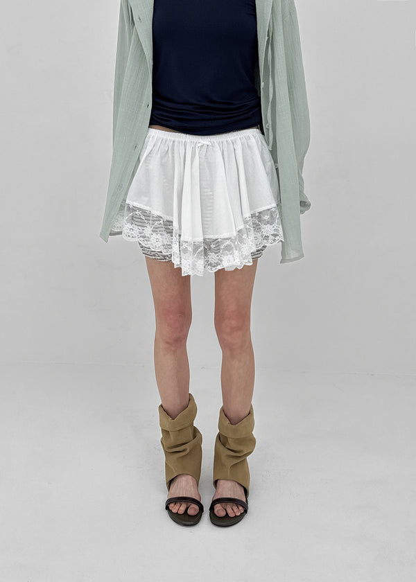 Kenocton Banding Frill Pumpkin Mini Skirt Pants