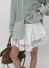 Kenocton Banding Frill Pumpkin Mini Skirt Pants