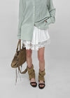 Kenocton Banding Frill Pumpkin Mini Skirt Pants