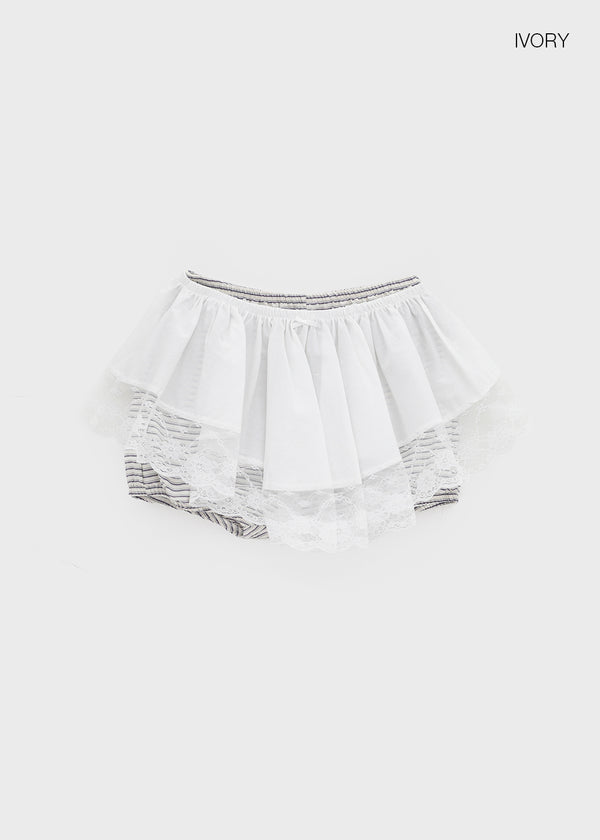 Kenocton Banding Frill Pumpkin Mini Skirt Pants