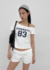 Teen Bar Layered Halter Off-shoulder Short Sleeve Tee