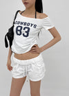 Teen Bar Layered Halter Off-shoulder Short Sleeve Tee