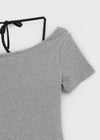 Teen Bar Layered Halter Off-shoulder Short Sleeve Tee