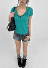 Fallb Damaged Washed Denim Shorts