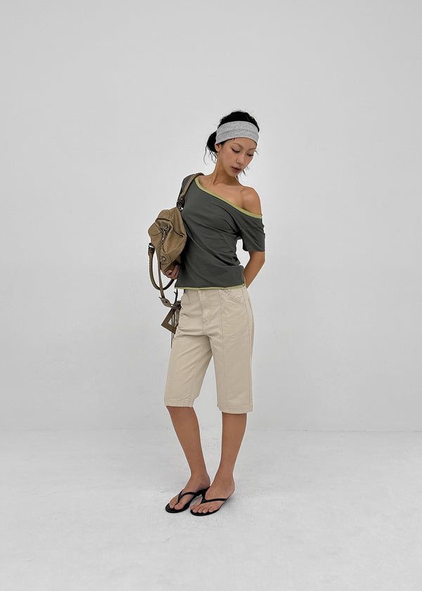 Tellony Cut-out Cotton Capri Pants