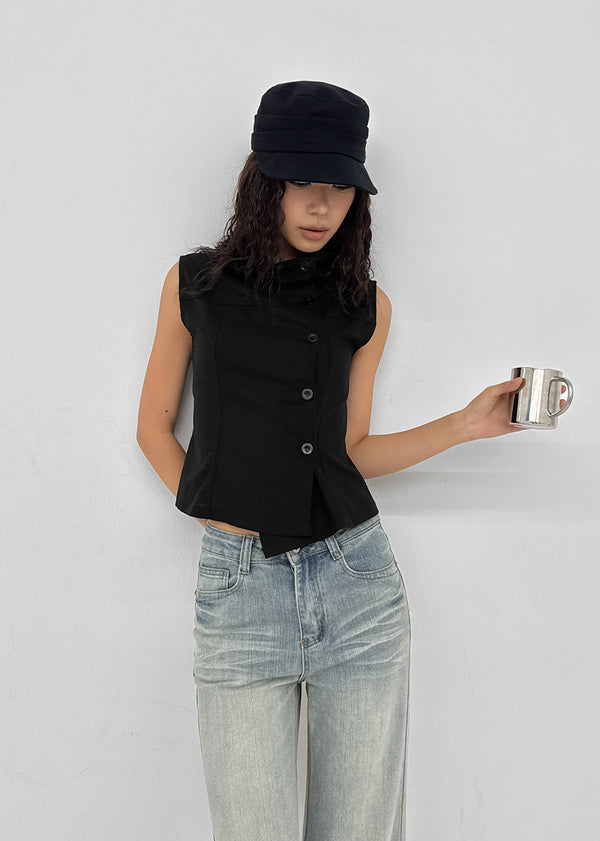 Velout High-neck Sleeveless Shirt