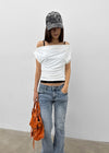 Bere Shirred Off-shoulder Short-sleeve Tee