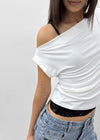 Bere Shirred Off-shoulder Short-sleeve Tee