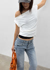 Bere Shirred Off-shoulder Short-sleeve Tee