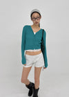 Benu Summer Knit Ribbed Crop Cardigan