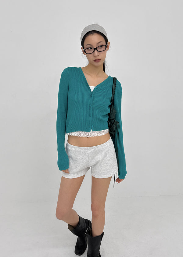 Benu Summer Knit Ribbed Crop Cardigan
