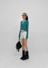 Benu Summer Knit Ribbed Crop Cardigan
