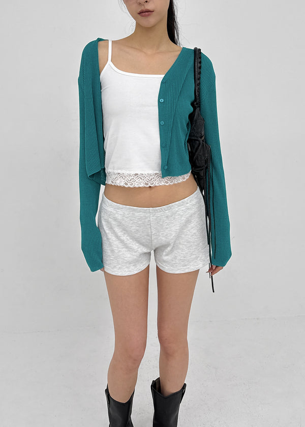 Benu Summer Knit Ribbed Crop Cardigan