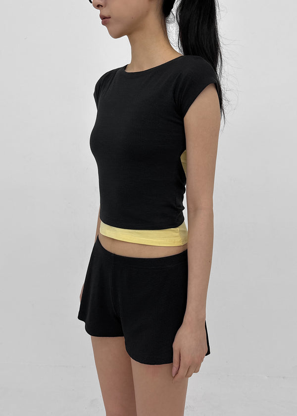 [MADE] Tarud Backless Strap Short Sleeve Top