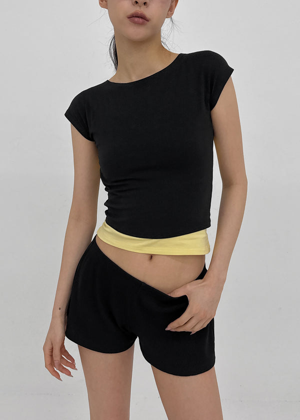 [MADE] Tarud Backless Strap Short Sleeve Top