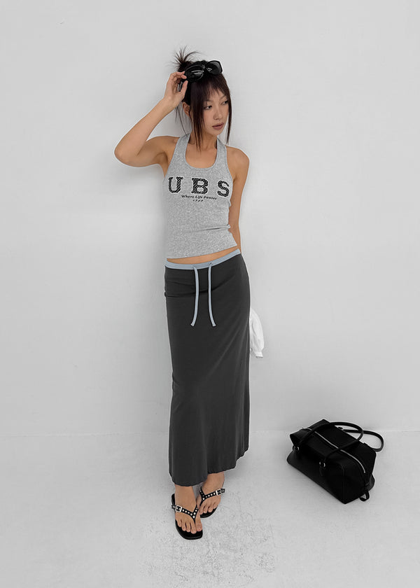 [MADE] Cloven Contrast Maxi Skirt (Set Available)