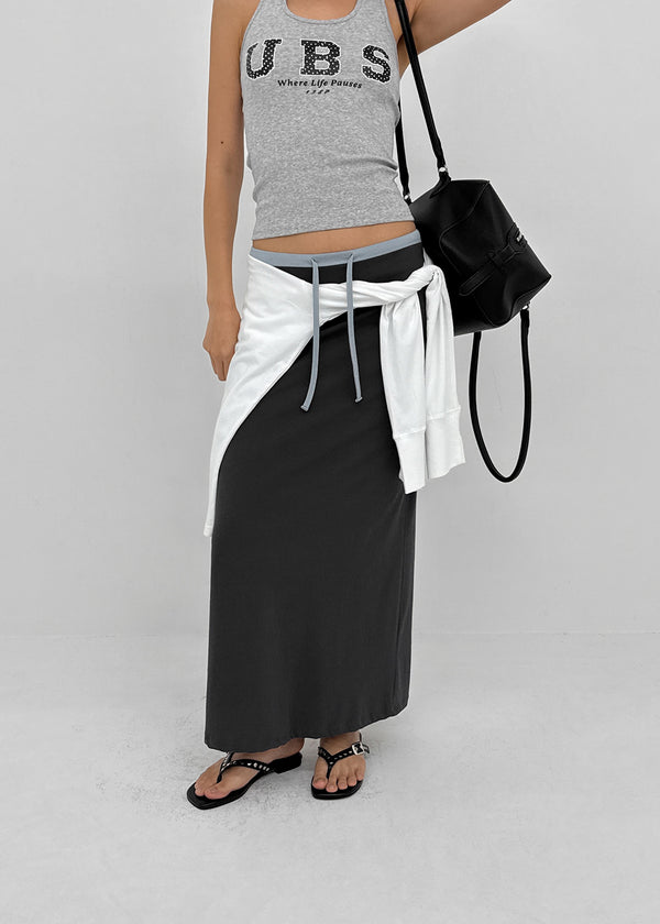 [MADE] Cloven Contrast Maxi Skirt (Set Available)