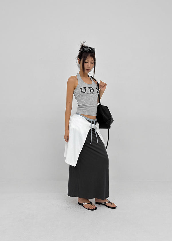 [MADE] Cloven Contrast Maxi Skirt (Set Available)