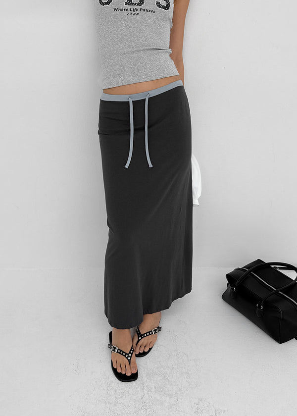 [MADE] Cloven Contrast Maxi Skirt (Set Available)