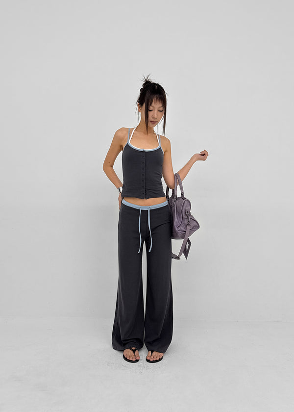 [MADE] Cloven Contrast Button Sleeveless Top (Set Available)