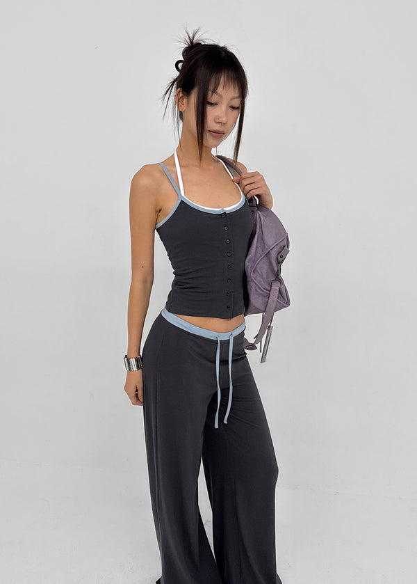 [MADE] Cloven Contrast Button Sleeveless Top (Set Available)