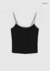 [MADE] Cloven Contrast Button Sleeveless Top (Set Available)