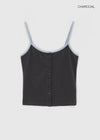 [MADE] Cloven Contrast Button Sleeveless Top (Set Available)