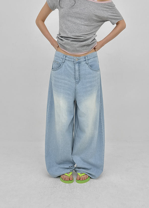 Hummen Summer Wide Balloon Denim Pants