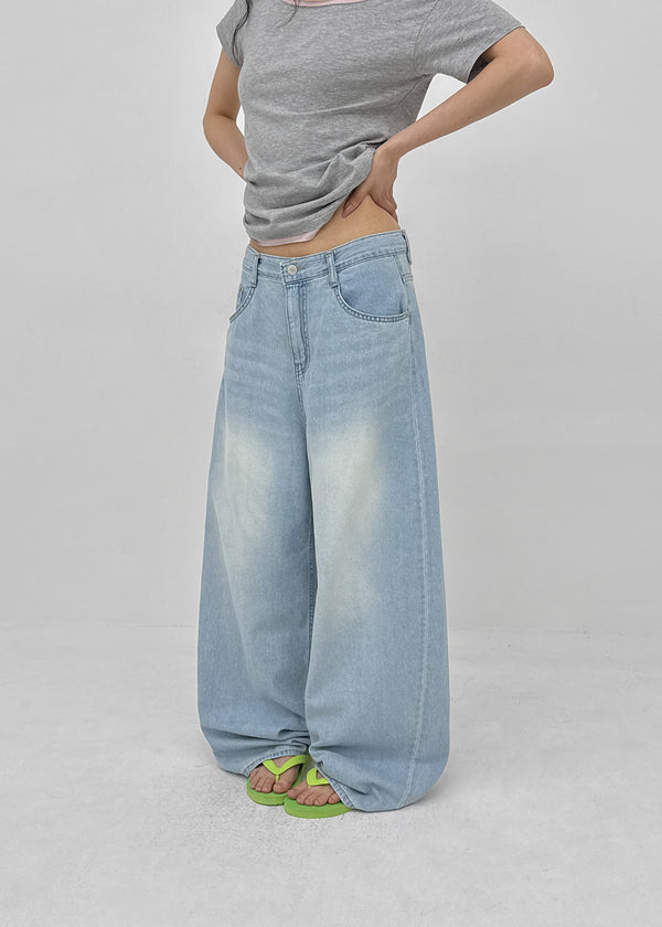 Hummen Summer Wide Balloon Denim Pants