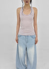 Woothing Striped Long Halter Sleeveless
