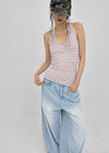 Woothing Striped Long Halter Sleeveless
