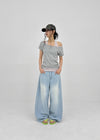 Hummen Summer Wide Balloon Denim Pants