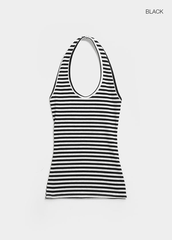 Woothing Striped Long Halter Sleeveless
