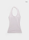 Woothing Striped Long Halter Sleeveless