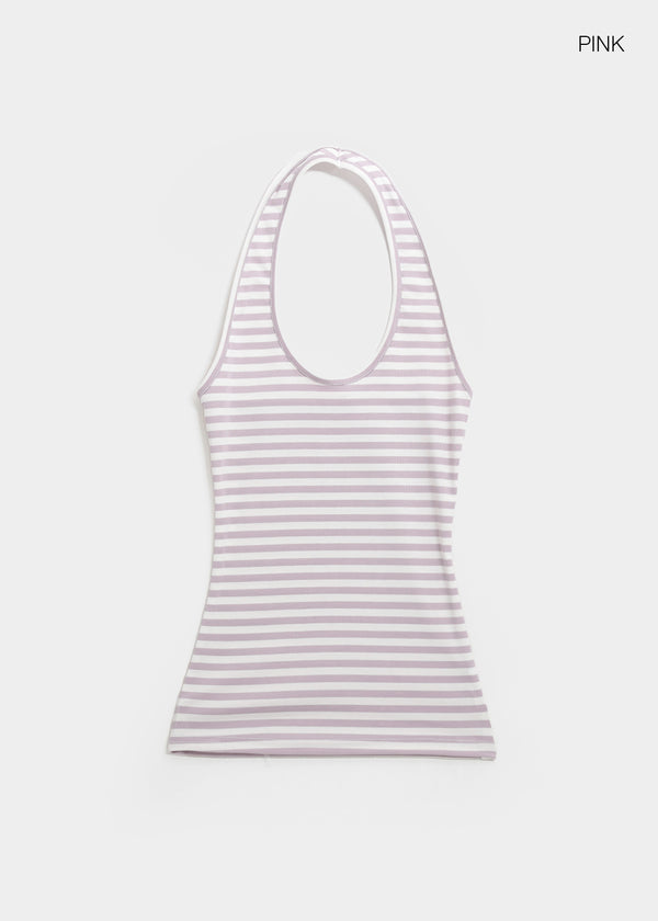 Woothing Striped Long Halter Sleeveless