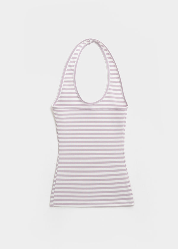 Woothing Striped Long Halter Sleeveless