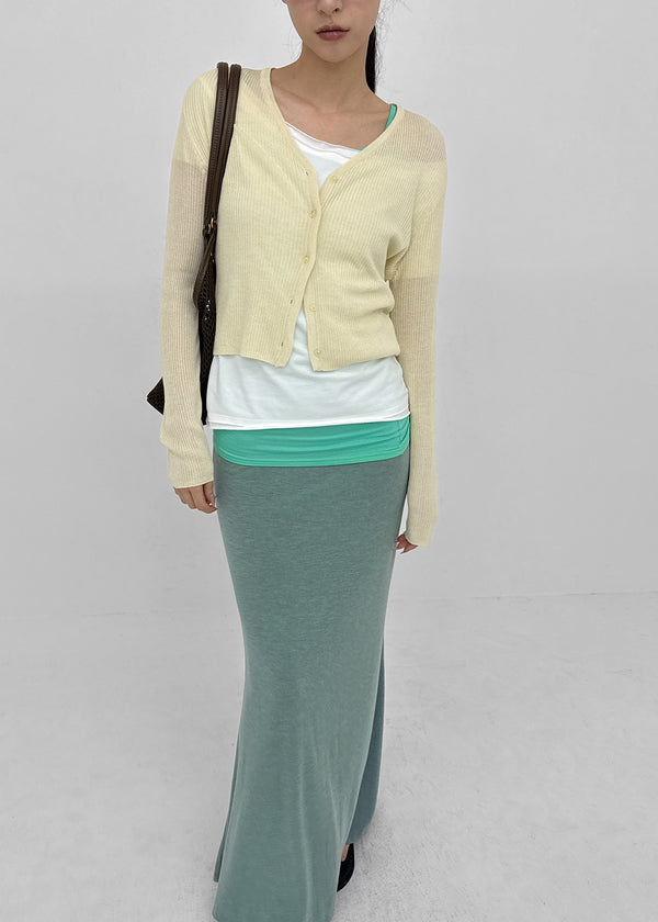 Benu Summer Knit Ribbed Crop Cardigan