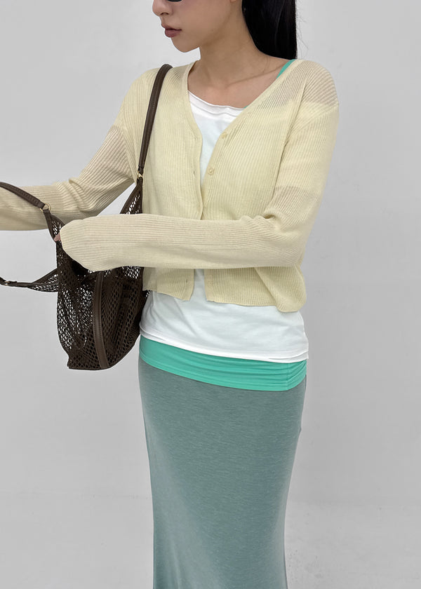 Benu Summer Knit Ribbed Crop Cardigan
