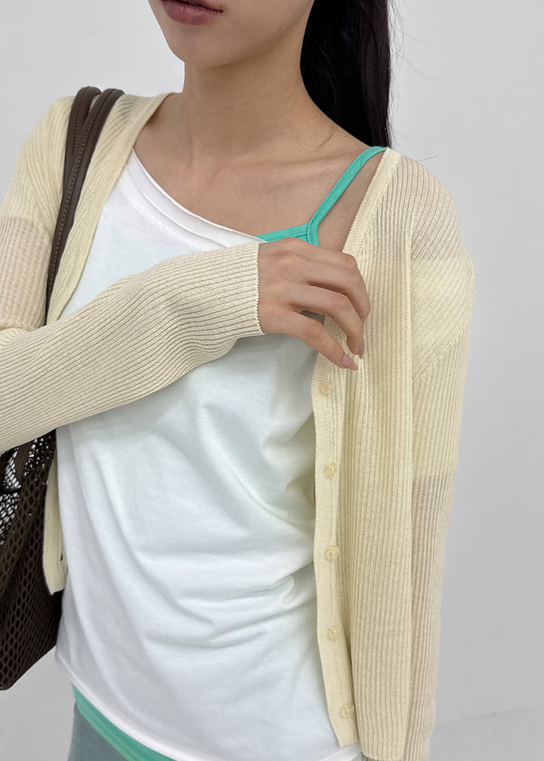 Benu Summer Knit Ribbed Crop Cardigan