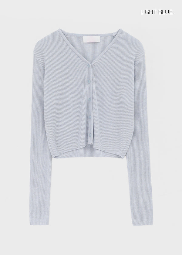 Benu Summer Knit Ribbed Crop Cardigan