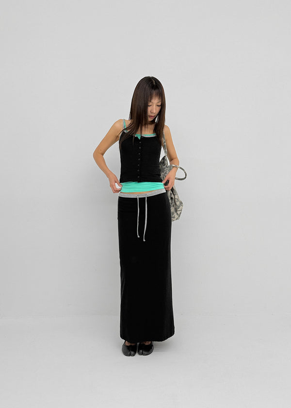 [MADE] Cloven Contrast Maxi Skirt (Set Available)